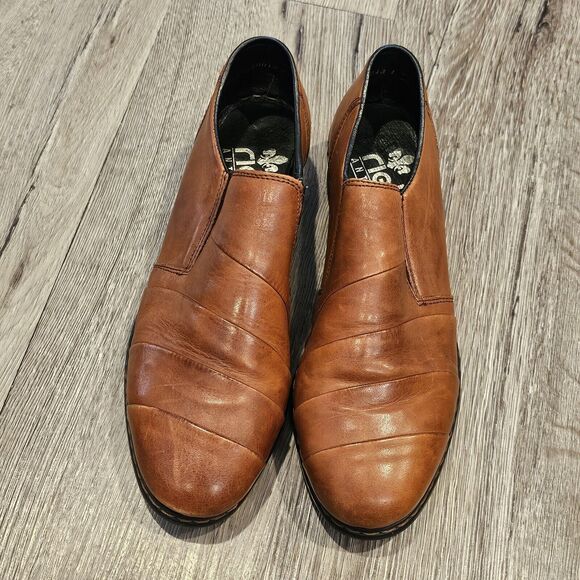 Rieker Brown Leather European Comfort Shoes Booties Slip On Size 6 US - Picture 2 of 12